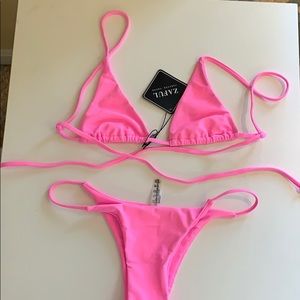 Neon pink triangle bikini from Zaful